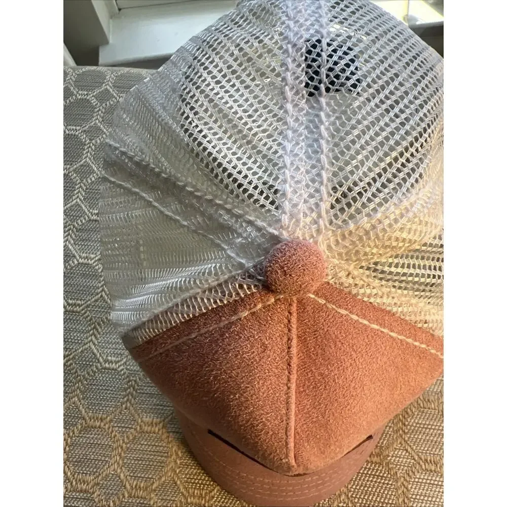 Penn State Legecy Trucker Hat Pink Suede White Mesh Snap Back Leather Patch Cap